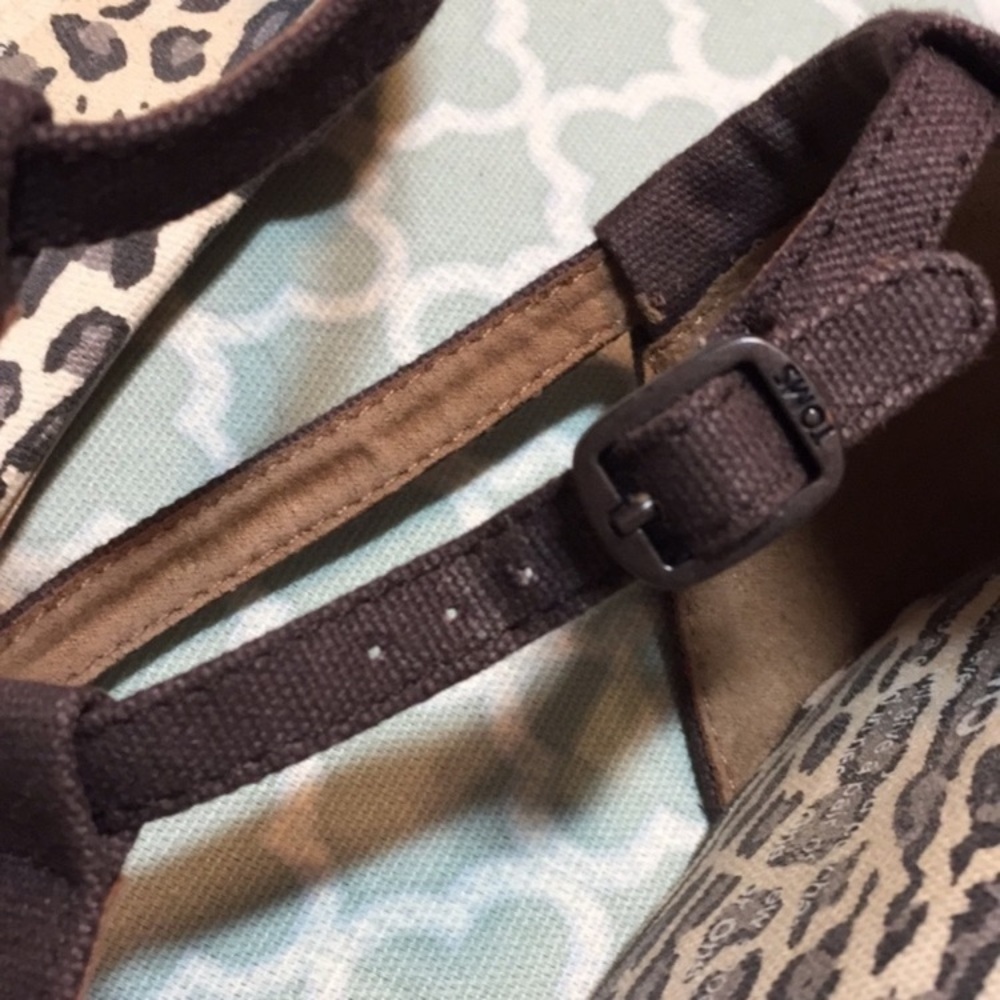 TOMS Leopard Playa Thong Sandals Chocolate Canvas Ocelot 7.5 - Picture 7 of 9